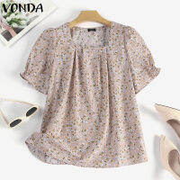 (จัดส่งฟรี)Fancystyle VONDA เสื้อเบลาส์ Sablon Bunga แขนลูกไม้คอเหลี่ยมแฟชั่นสำหรับผู้หญิงเสื้อจับจีบ H แบบอเนกประสงค์ #2