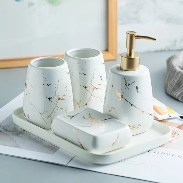 5 Piece Ceramic Bathroom Toiletries Set Lazada PH