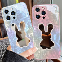 โทรศัพท์ซิลิคอนนุ่มกระต่ายกระจกเงาน่ารักเคสสำหรับ Apple iPhone 15 14 13 12 11 X XR XS Pro Max Plus เคสฝาหลังทันสมัยมีสไตล์จาก GGQcase