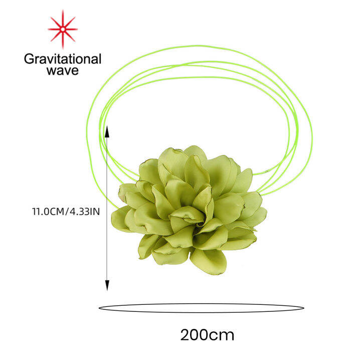 สร้อยคอลายคลื่นความโน้มถ่วงสร้อยคอดอกไม้ผ้าสมจริงหลายกลีบมีสายรัดหลายชั้นสีทึบการตกแต่งคอสร้อยคอสำหรับผู้หญิงสำหรับการแสดงงานพรอมงานเต้นรำราชินีงานพรอม