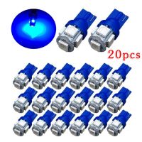 20ชิ้น T10หลอดไฟติดภายในรถสีฟ้า5SMD รถ5050ใบอนุญาตแผ่นไฟ LED 194 501 2825