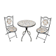 Outdoor / indoor furniture set: 1 round table, 2 chairs. Handmade - Steel, ceramic