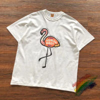 ใหม่ Human Made Men Women Cartoon Flamingo Summer Style T-shirts O-Neck TOP Tees