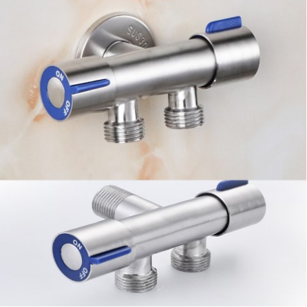 SUS 304 Two Way Angle Valve 2 Way Faucet Stainless Steel 1 in 2 out ...