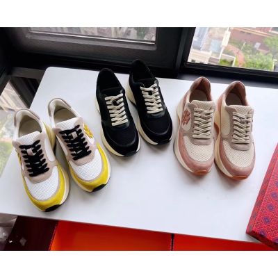 2023 new Tory Burch Ladys 2022 Three Colors Summer Classic Double T Logo Platform Round Toe Lace-Up Breathable Casual Sneakers