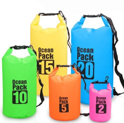 [COD] Multi-color clip net waterproof bucket bag outdoor travel beach rafting sealed foldable cylinder