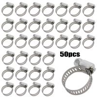 50Pcs 1/2 -3/4 Adjustable Stainless Steel Drive Hose Clamps Fuel Line Worm Clips Hose Clamps Clips Cooling System Accessories