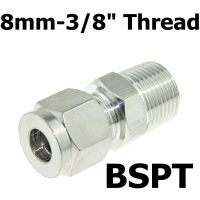 3/8 "Pt Npt ชายกระทู้ X 6มิลลิเมตร8มิลลิเมตร Od คู่ท่อการบีบอัดอากาศท่อที่เหมาะสมเชื่อมต่อเอสเอส304สแตนเลส1/4" 1/2"