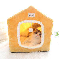 ฤดูหนาว Enclosed Cat House ลูกแมวเต็นท์กำมะหยี่นุ่มอบอุ่นเตียงสุนัขที่ถอดออกได้ล้างทำความสะอาดได้ House Kennel สั้น Plush Deep Sleep Nest