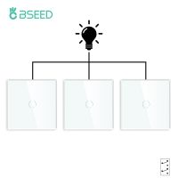 Bseed 3 Packs EU Standard 1Gang 3Way Touch Light Switch Black White With Crystal Glass Panel Wall Switches For Stairs Light Power Points  Switches Sav