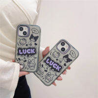 วงเล็บที่มองไม่เห็นเคสสำหรับ IPhone 12 13 14 15 Pro Max ปลอกลายการ์ตูนน่ารักเมโลดี้ฝาหลังแมวเคสโทรศัพท์กันกระแทกด้าน