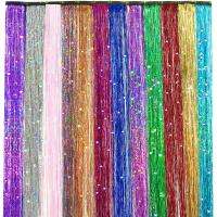 Clip In Hair Tinsel  Fairy Hair Tinsel Kit 50 CM Glitter Colorful Clip On Tinsel Hair Extensions for Girls Hair Accessories Part Wig  Hair Extensions