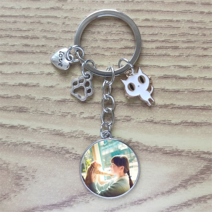 classic-keychain-time-gem-custom-cute-animal-pet-paw-print-i-love-cat-car-key-ring-men-ladies-fashion-alloy-memorial-gift