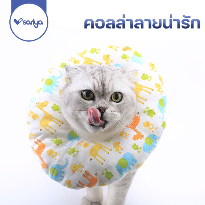 ปลอกคอกันเลีย-คอลล่าลายน่ารัก-คอลล่าแมว-cc180-pet-color-e-coller-anti-bite