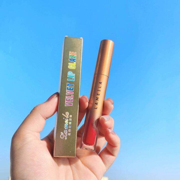 ส่งเร็วพิเศษ-lameila-velvel-lip-glaze-gold-edition-ลิปกลอสเนื้อกำมะหยี่-ติดทนนาน-ปิดปากตกร่องได้เนี๊ยบ-เรียบเนียน-มีให้เลือก-5-สีค้าบ