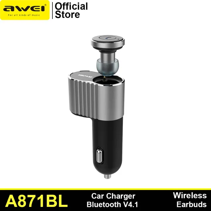 Awei A871BL Double USB Output Wireless Headset Car Charger with Super