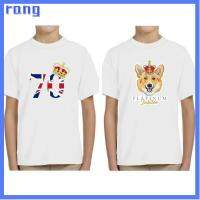 RANG ลำลอง แพลทินัมยูบิลลี่ แขนสั้น 3D พิมพ์ดิจิตอล เสื้อยืด Union Jack U nisex คอลูกเรือ สมเด็จพระราชินีเอลิซาเบธ