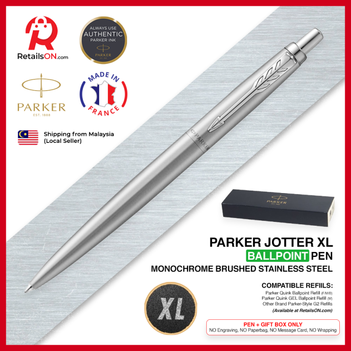 Parker Jotter XL Ballpoint Pen Monochrome Stainless Medium Point Blue Ink  Gift Box