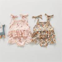 2Pcs Baby Girls Swimwear, Floral/Lemon Print Frilly Tank Tops + Shorts Swimsuit for Toddlers, Infants, 3-24 Months  by Hs2023