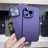 เคสสำหรับ iPhone 14 Pro Max 14Pro คาร์บอนไฟเบอร์แท้สีม่วงฝาครอบโทรศัพท์บางเฉียบฝาหลังสำหรับผิวไอโฟน14Promax (ใหม่)