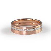 LAVERA Diamond -  White and Pink Gold Wedding Band  แหวนคู่/แหวนแต่งงาน ทองขาว และ ทองชมพู