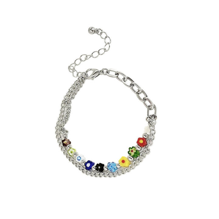 stylish-wrist-adornments-popular-bracelet-designs-unique-design-bracelets-colorful-glass-flower-bracelets-dopamine-boost-bracelets