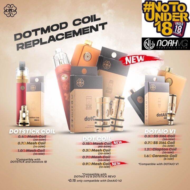 BEST SALE! [AUTHENTIC] DOTMOD AIO dotAIO V1 V2/ dotSTICK/ REVO OCC Coils Lazada PH