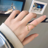 QUJIN แหวนแหวนนิ้วเปิดผู้หญิงรูปทรงเรขาคณิตแบบเรียบง่ายไม่สม่ำเสมอแหวนพื้นผิวเครื่องประดับแฟชั่น