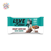 Love Raw Cream Wafer Bars  Salted Caramel 43g เลิฟ รอว์ ครีม เวเฟอร์แท่งรสซอลเต็ดคาราเมล 43 กรัม