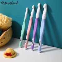 New ABS Crochet Hooks Set Ergonomic Grip Soft TPR Crochet Needles for Weaving and Knitting 8-15mm Sewing Tool Gift