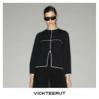 VICKTEERUT (ราคาปกติ 5,850-.) Long Sleeve Blouse with Contrast Piping Trim เสื้อแขนยาว ตกแต่งกุ๊น