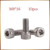 สกรู M8 M8 Bolt 10ชิ้น/ล็อตเมตริกด้าย Din912มม. M8 * 16มม. 304สแตนเลส Hex Socket Head Cap สกรู Bolts