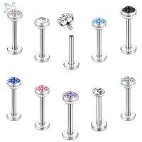 ZS 1PC 16G Crystal Lip Piercing 316L Stainless Steel Lip Ring Labret Monore Medusa Stud Earring Tragus Helix Piercings 2/3/4MM