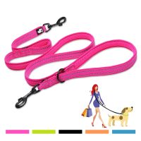 Truelove 7 In 1 Reflective Dog Leash Double Nylon Multi-Function Adjustable Lead Hand Free for Small Large Dogs Walking Training