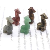 1.2 quot; Mini Cute Giraffe Natural Crystal Quartz Stone Mineral Carving Figurines Crafts Healing Reiki Home Decor Christmas Gifts