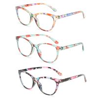 【cw】 New Fashion Reading Glasses Eye Protection Anti Blue Light Presbyopic Eyeglasses Women Elegant Print Flower Frame Eyewear