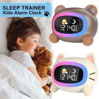 ?Dream Best? Kids Alarm Clock Toddler Sleep Training Clock With Color Night Lights And Sleep Sound Cute Cartoon Cat Bedside Clock