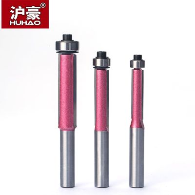 HUHAO 1pc 8mm Shank งานไม้ Flush Trim Router Bits สำหรับไม้เกรดอุตสาหกรรมเครื่องตัดด้วยแบริ่ง Milling Cutter