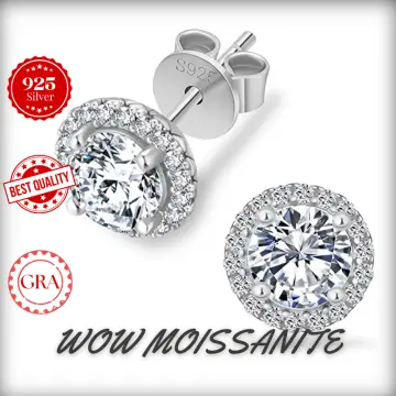 Moissanite Stud Earrings 2 Carat 925 Sterling Silver White Gold Plated  Hypoallergenic