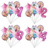 1set Disney Princess Cake Mermaid Cinderella Foil Balloons Birthday Party Decorations 32inch Rainbow Number Helium Balls Kid Toy Balloons