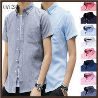 UAYESOK-Men Clothing Casual Short-sleeved Casual Buttoned Shirt Casual Button Down Oxford Shirts Mens Slim Fit Short-Sleeve Shirt