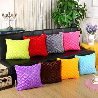 43x43cm Short Plush Solid Color Square Throw Pillowcase Cushion Cover Home Sofa Car Seat Decor