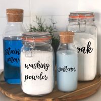 hot！【DT】✣  4Pcs Room Organisation Jar Bottle Label Vinyl Sticker Decals Washing Powders Stain Remover Labels Decal