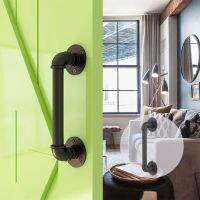 American Style Water Pipe 6-inch Black Antique Iron Art Restaurant Bar Kitchen Balcony Barn Sliding Door Handle