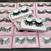 ขายส่ง MIKIWI 50 คู่ 25 มม.3D Mink Lash Big ละครนุ่มขนตาปลอมบรรจุภัณฑ์สีชมพูกล่องกระดาษความยาว fluffy Mink eyelashes