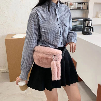 Winter Women Waist Bag 2020 Fashion Plush Crossbody Bags Ladies Solid Color Faux Fur Waist Packs Shoulder Bag Rabbit Chest Pack