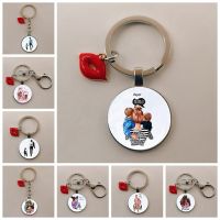 【DT】Family Super Mom  Boy Girl Mothers Day Gift Keychain Mens and Womens Fun Glass Cabochon Keychain hot