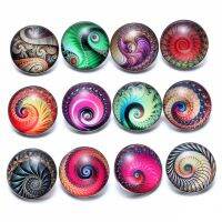 【CW】 12pcs/lot New Dizziness Pattern Themes Glass Charms 18mm Jewelry Snaps