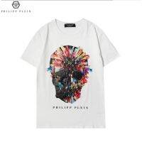 Xphilipp Plein ใหม่ เสื้อยืดลำลอง แขนสั้น คอกลม พิมพ์ลาย สำหรับผู้ชายและผู้หญิง