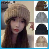 HEYGIRL ใช้ได้ทุกเพศ หมวกกันหนาว สีทึบทึบ กันลม หมวกหมวกถัก ของใหม่ หมวกถักขนสัตว์ หมวกให้ความอบอุ่นสำหรับผู้หญิง